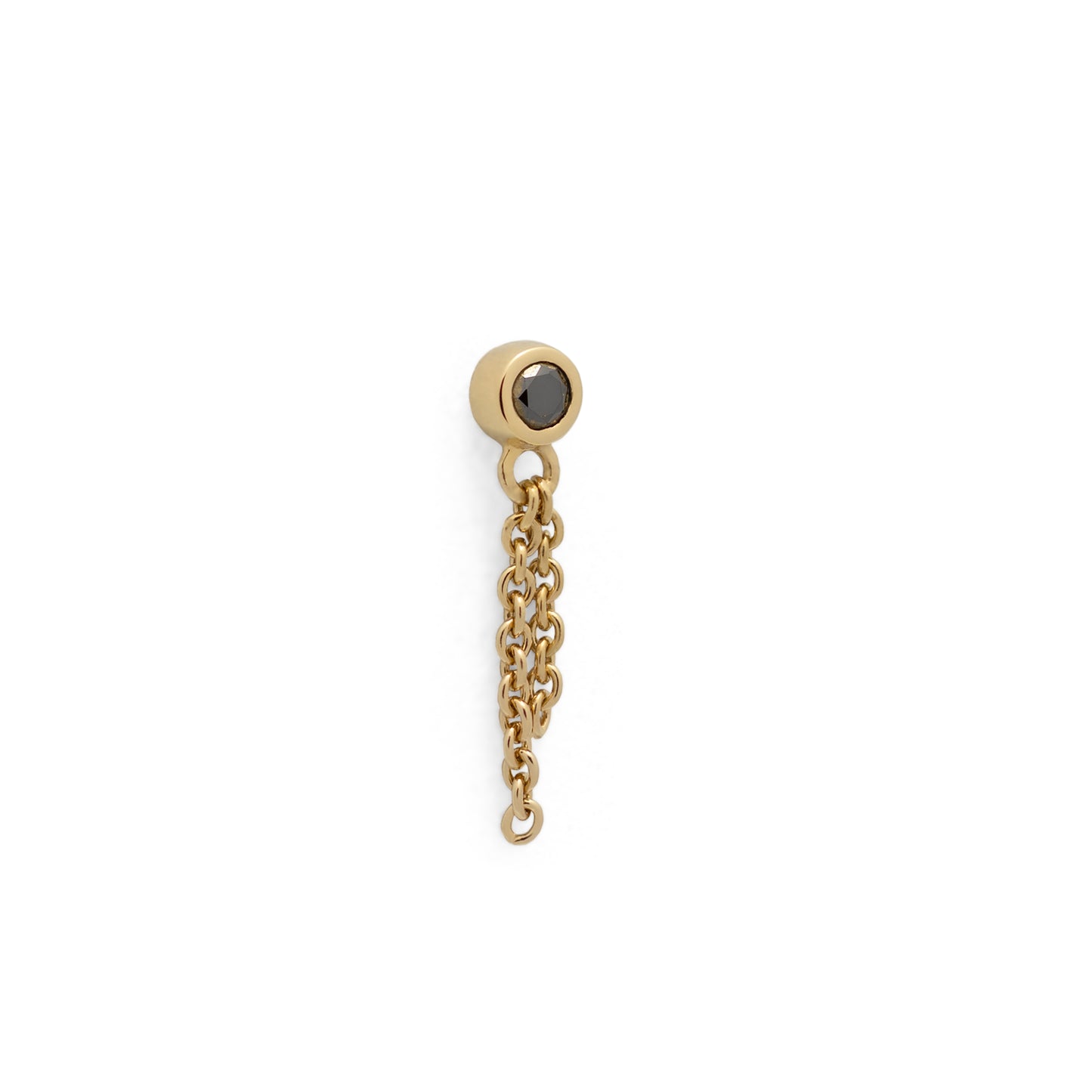 14K Gold Black Diamond Chain Dangle Threadless End