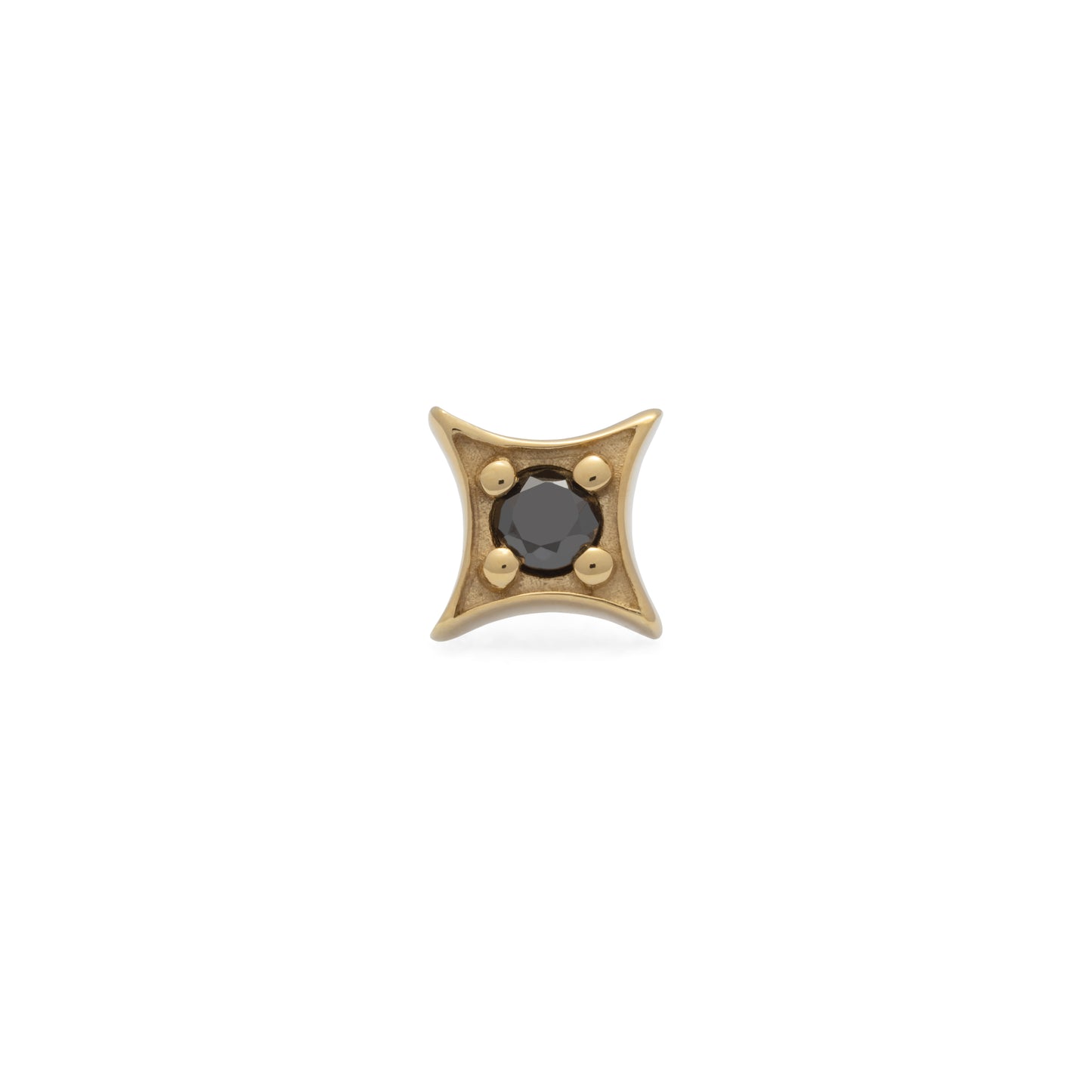 14K Gold Black Diamond Starburst Threadless End