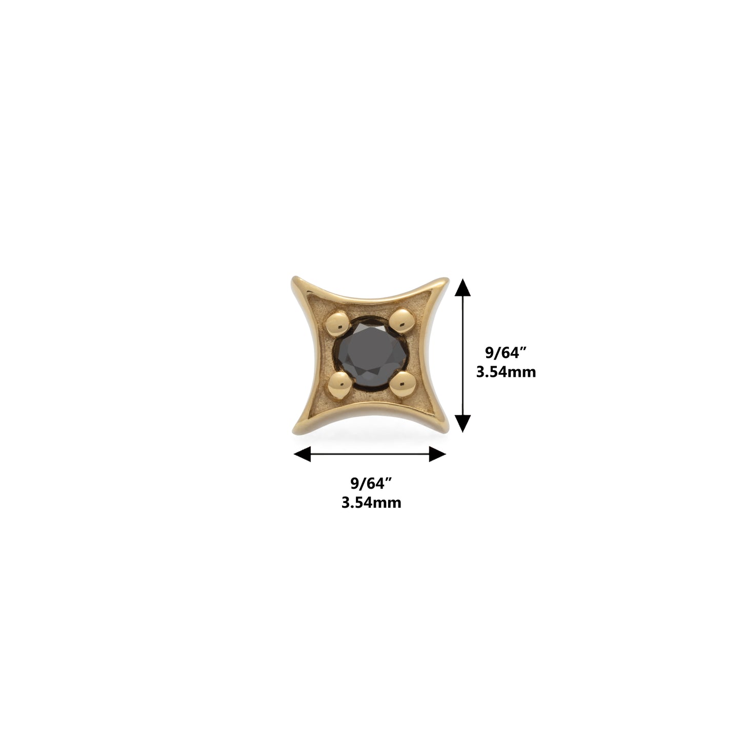 14K Gold Black Diamond Starburst Threadless End