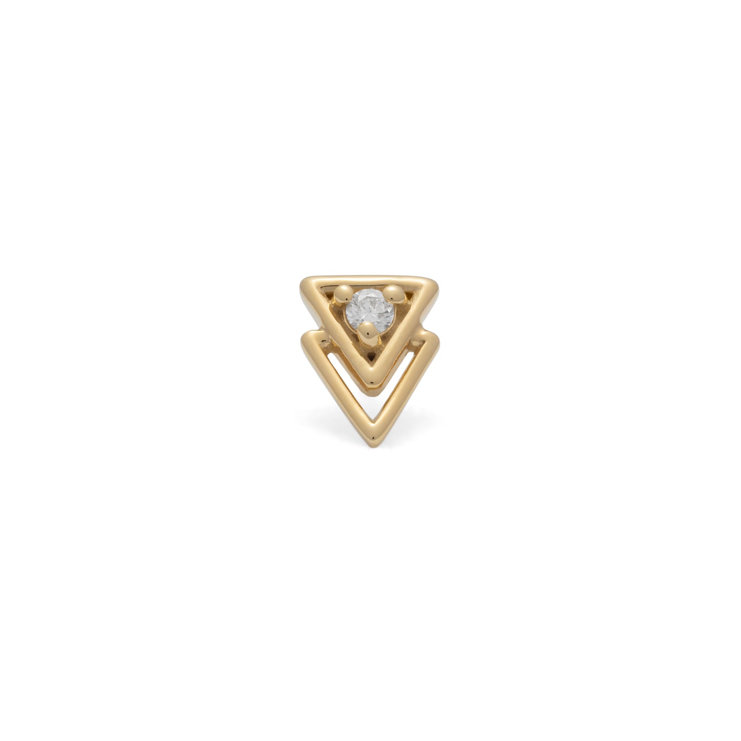14K Gold Diamond Double Triangle Threadless End