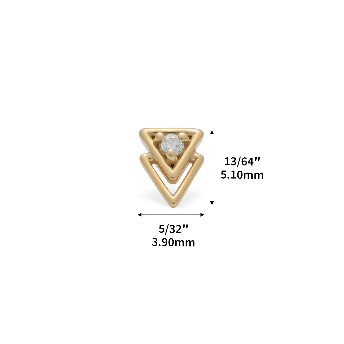 14K Gold Diamond Double Triangle Threadless End