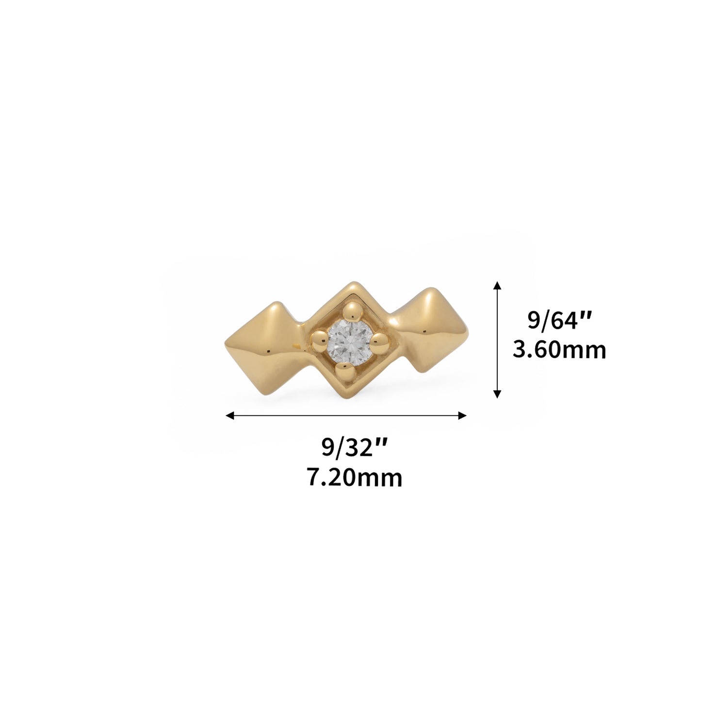 14K Gold Diamond Pyramid Threadless End