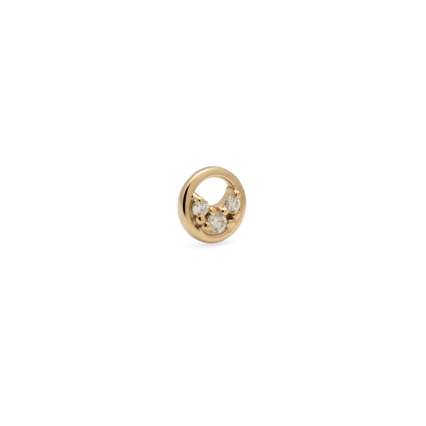 14K Gold Trio Diamond Circle Threadless End