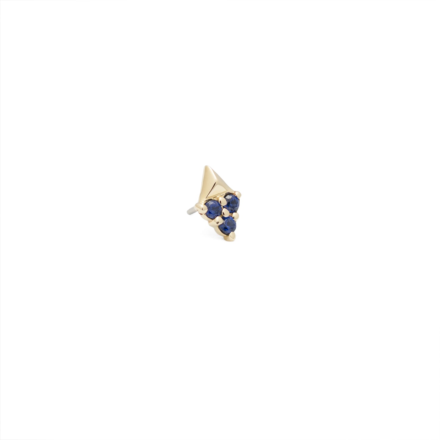14K Gold Trio Sapphire Pyramid Threadless End