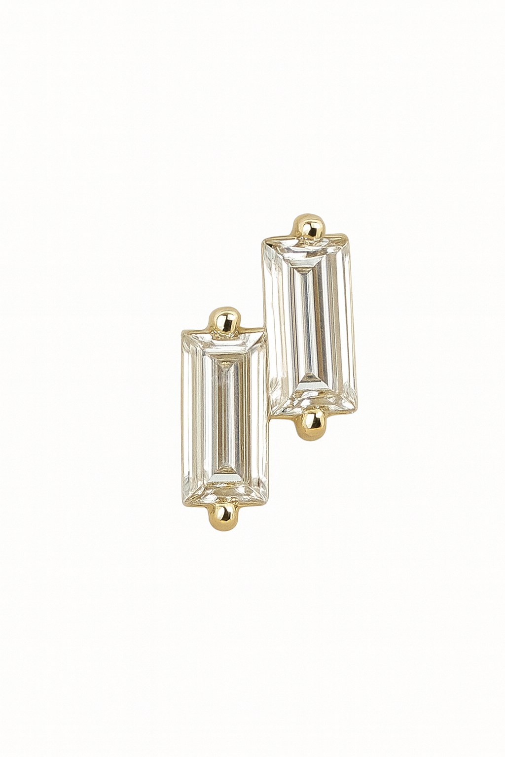 Double Baguette White Sapphire – 14k Yellow Gold