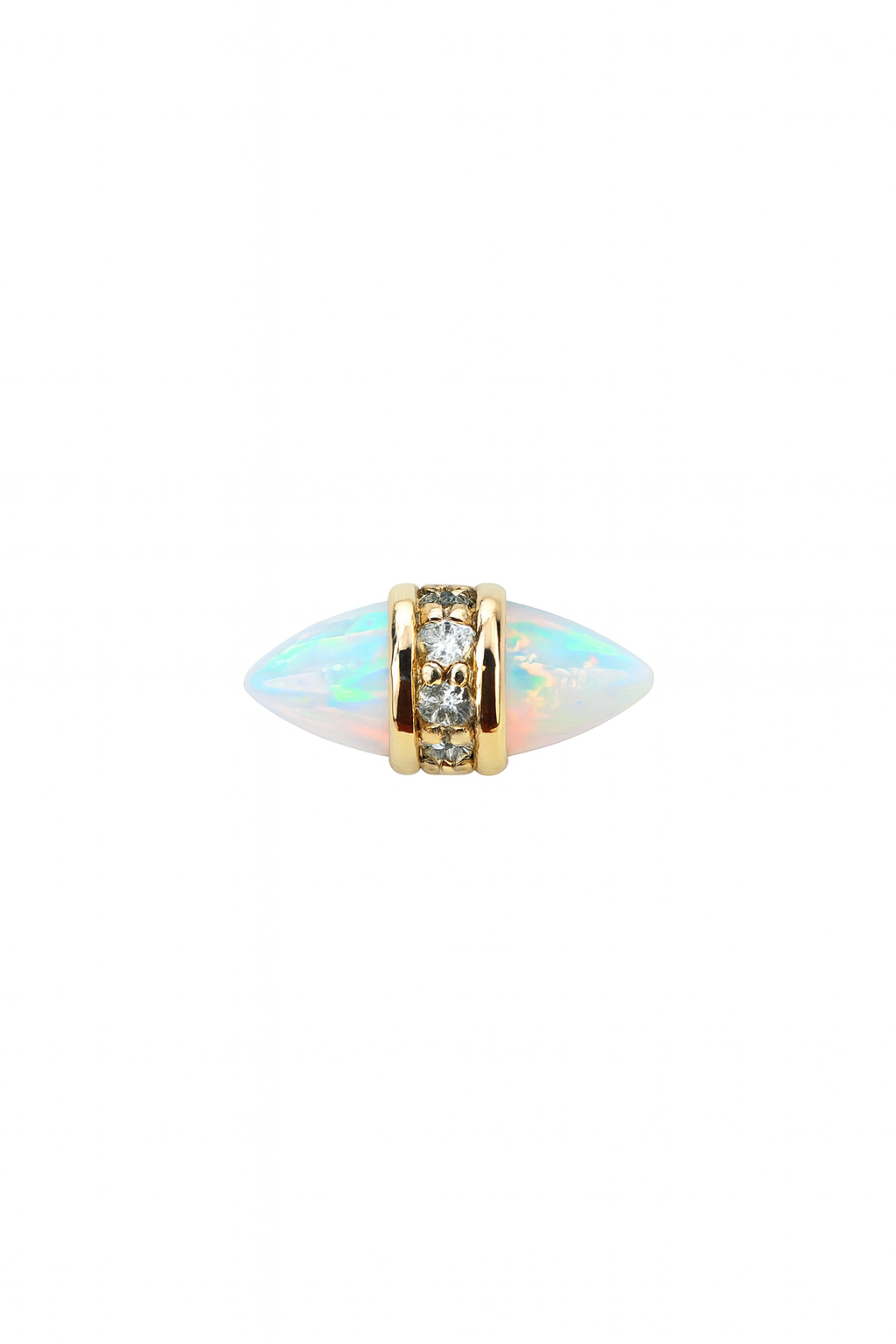 Double Opal Pyramid with Diamond – 14k Yellow Gold
