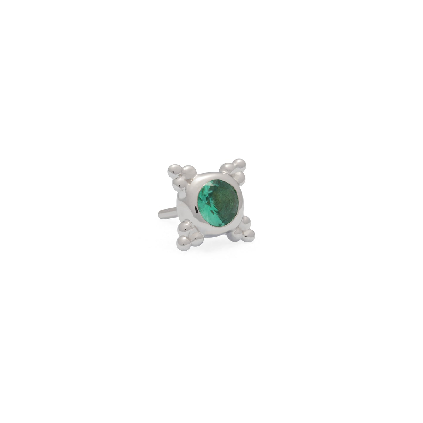 Tiny 14K Gold Emerald Beaded Threadless End