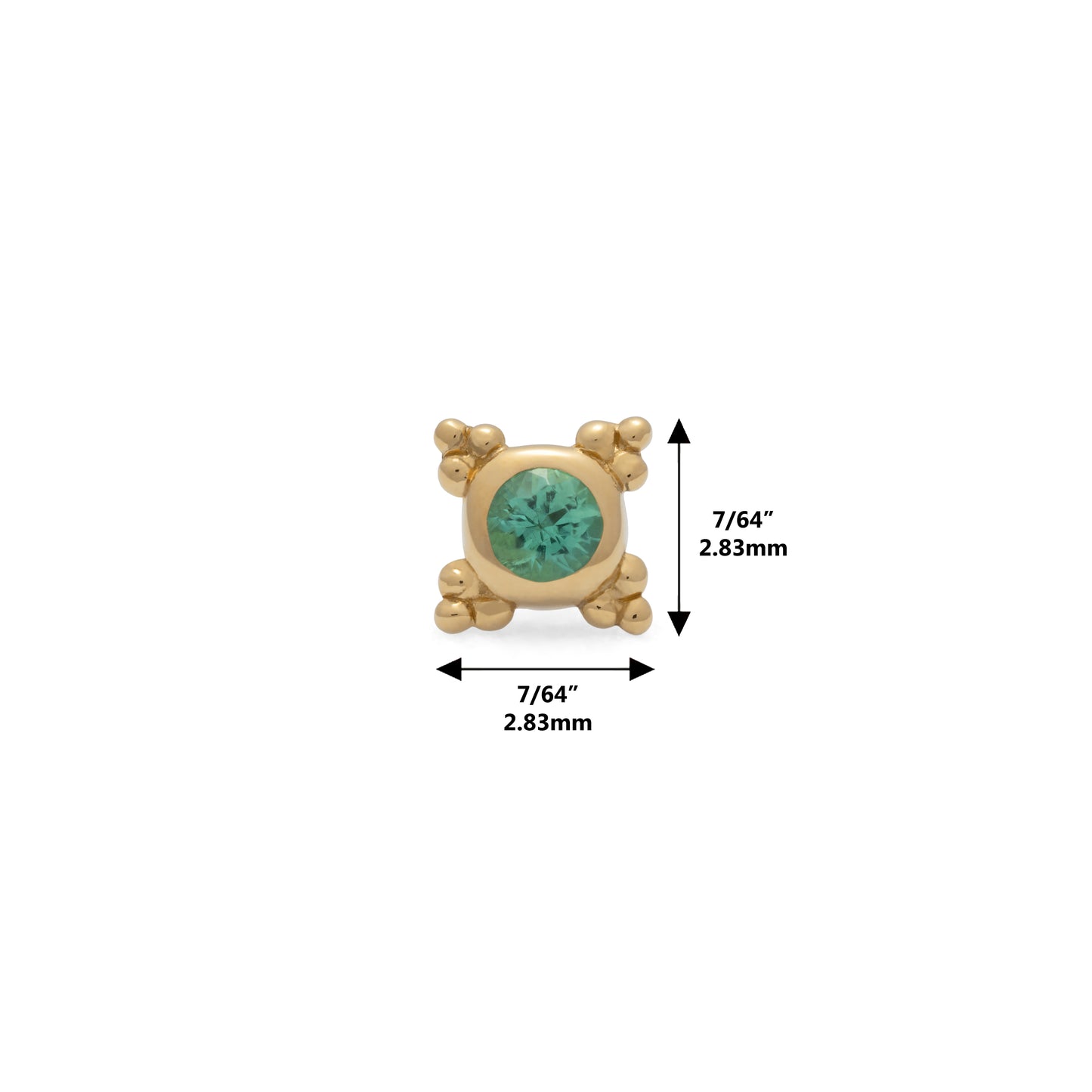 Tiny 14K Gold Emerald Beaded Threadless End