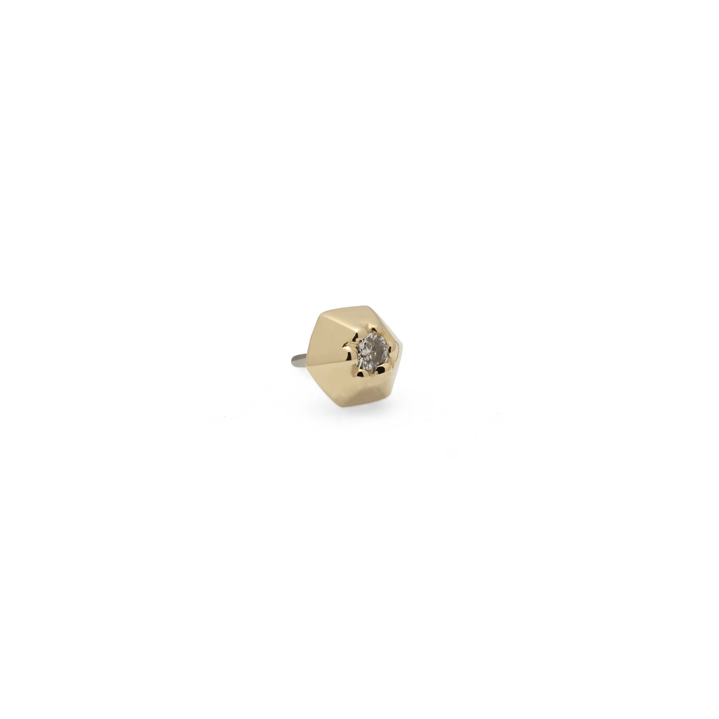 Tiny 14K Gold Diamond Hexagon Threadless End