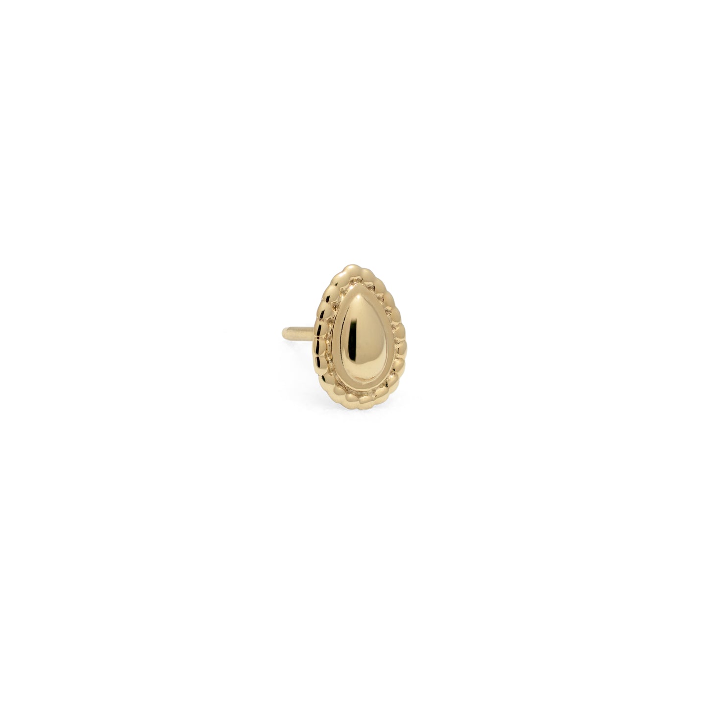 14K Gold Beaded Teardrop Threadless End