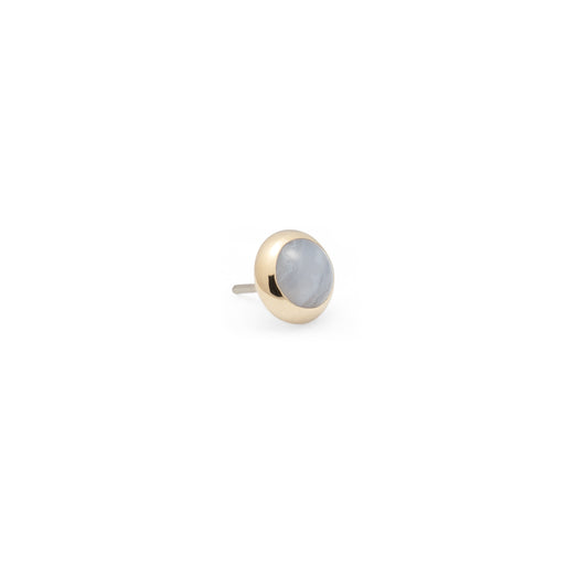 14K Gold Bezel Blue Chalcedony - 4mm