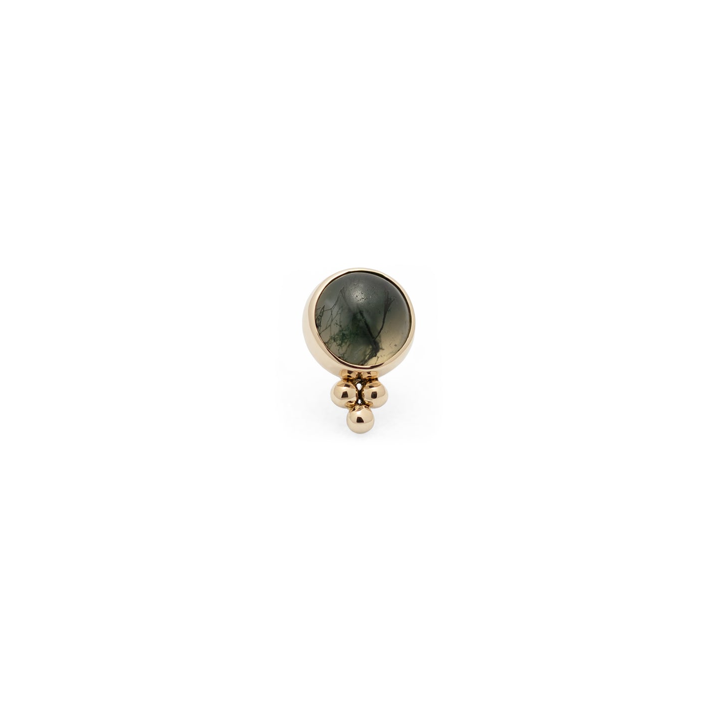 14K Gold Bezel Moss Agate Eventide Beaded - 4mm