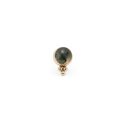 14K Gold Bezel Moss Agate Eventide Beaded - 4mm