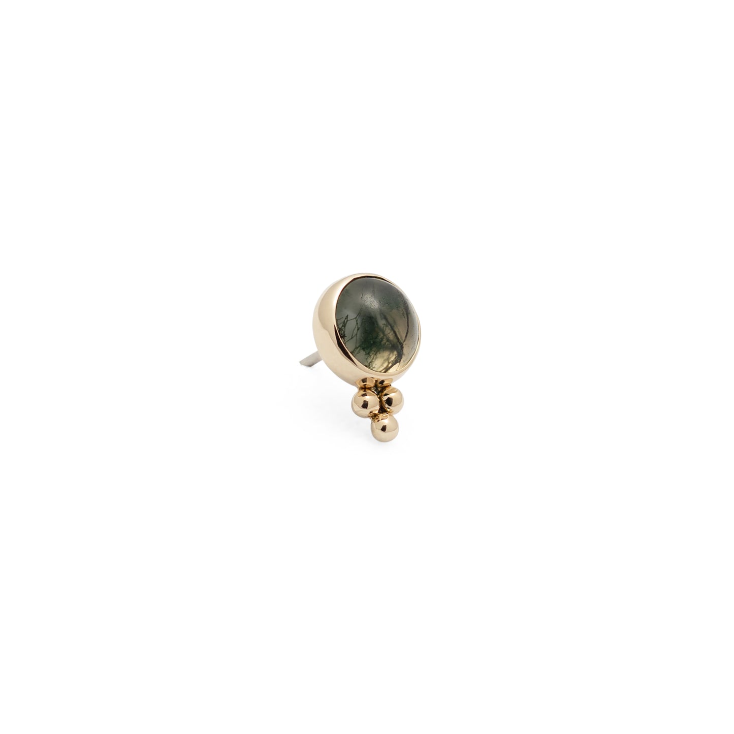 14K Gold Bezel Moss Agate Eventide Beaded - 4mm