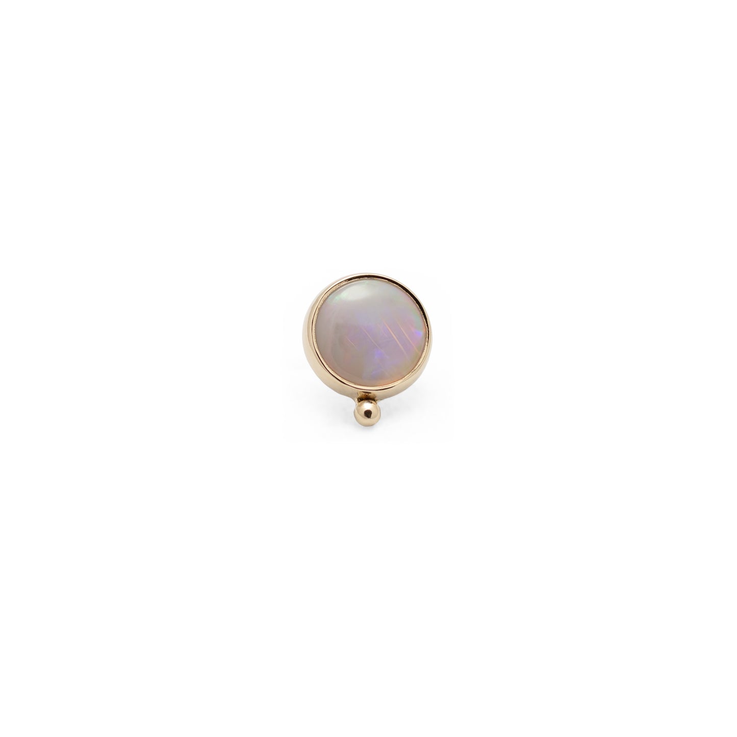 14K Gold Bezel White Opal Beaded - 5mm
