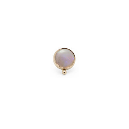 14K Gold Bezel White Opal Beaded - 5mm