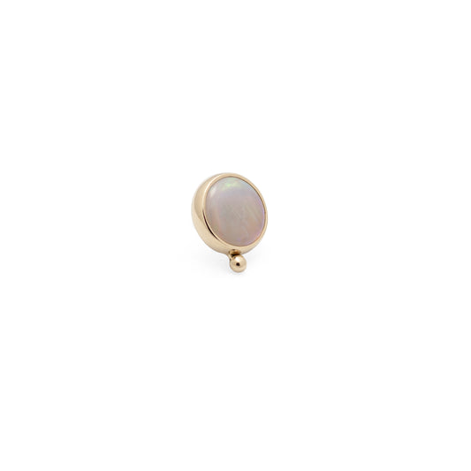 14K Gold Bezel White Opal Beaded - 5mm