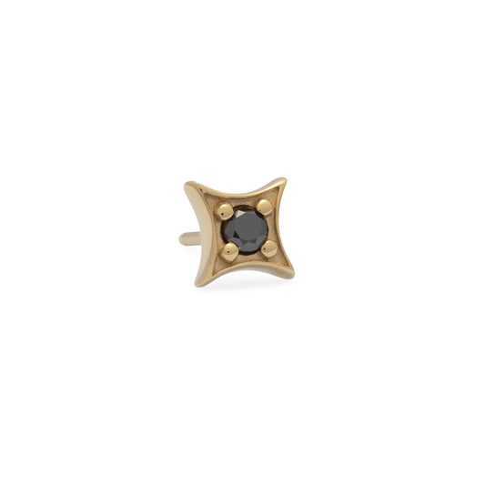 14K Gold Black Diamond Starburst Threadless End