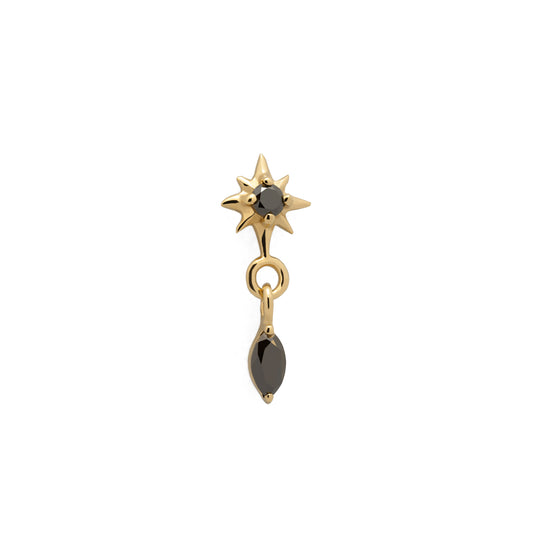 14K Gold Black Marquise Diamond Starburst Dangle Threadless End