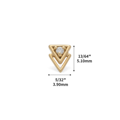 14K Gold Diamond Double Triangle Threadless End