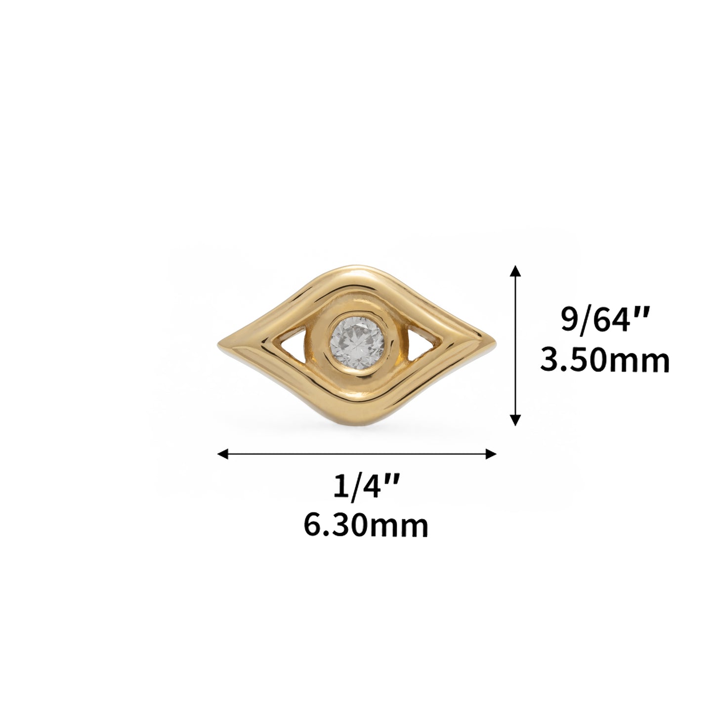14K Gold Diamond Evil Eye Threadless End