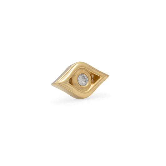 14K Gold Diamond Evil Eye Threadless End