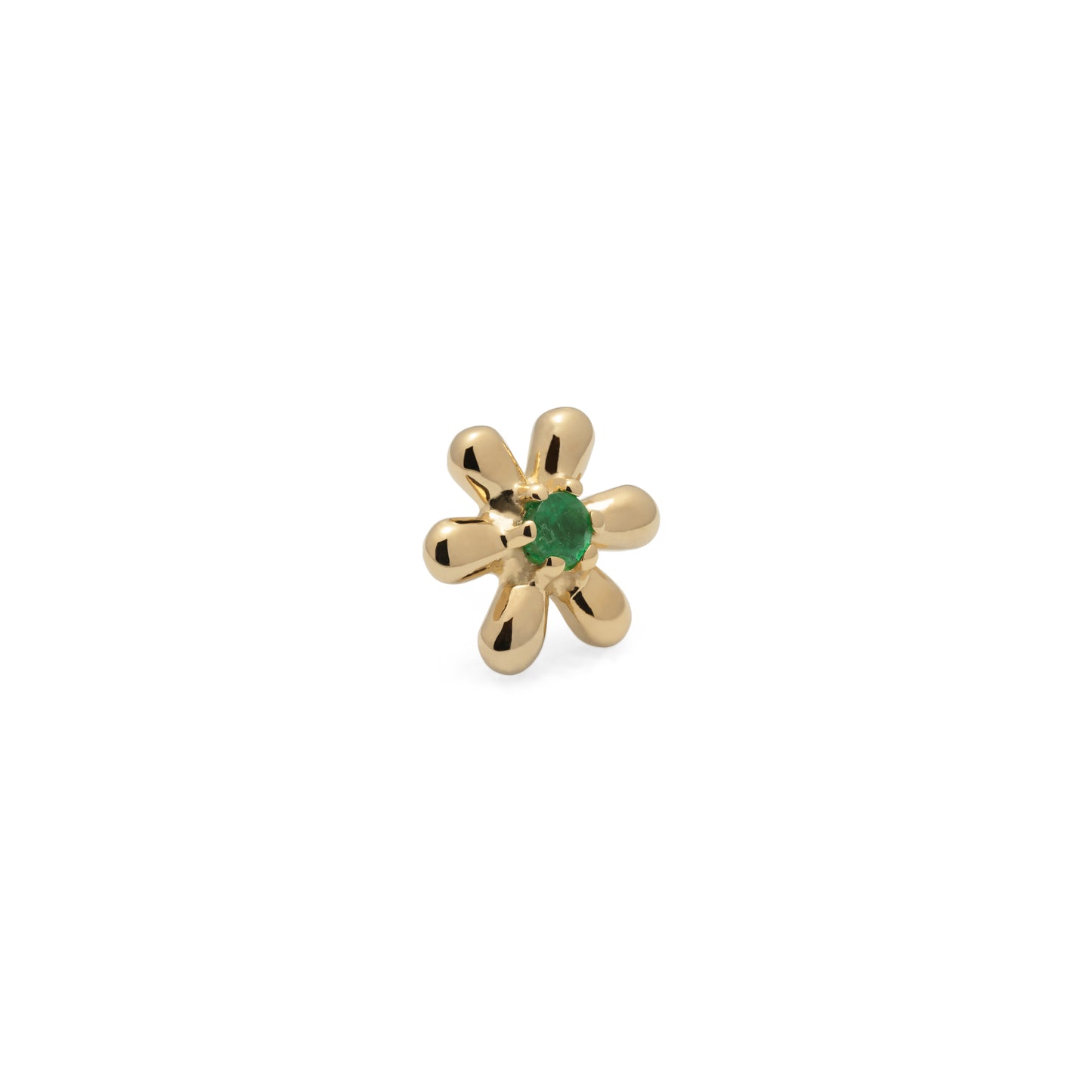 14K Gold Emerald Flower Threadless End
