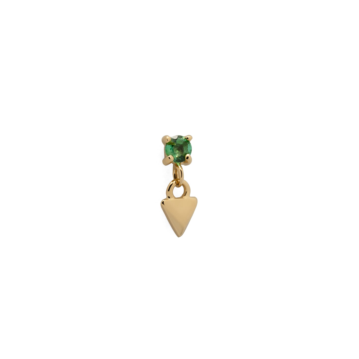 14K Gold Emerald Pyramid Dangle Threadless End
