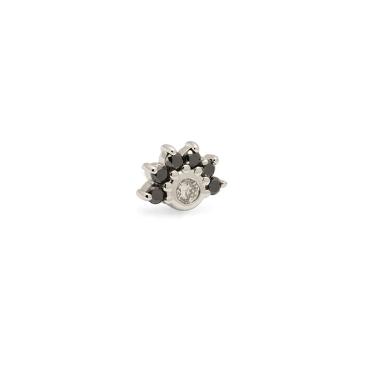 14K Gold Half Pavé Black and White Diamond Threadless End