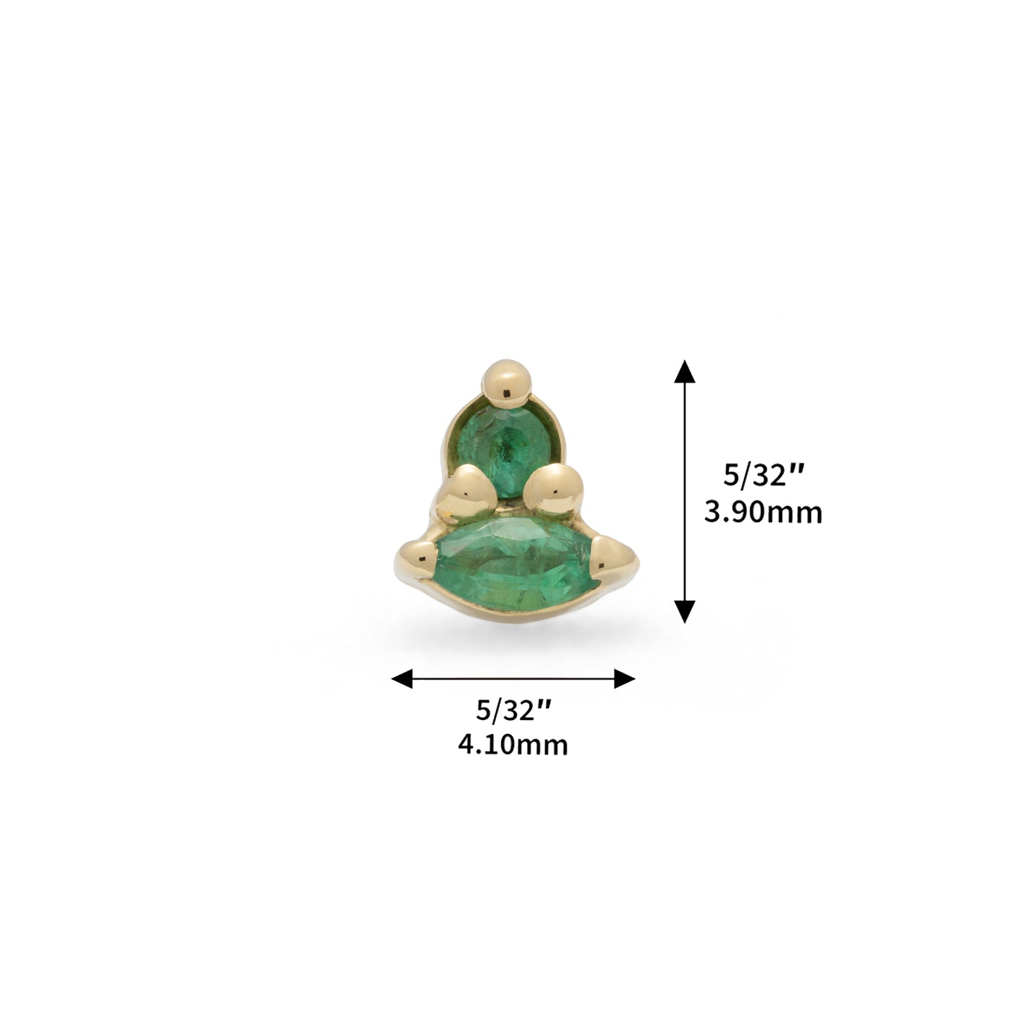 14K Gold Marquise Multi-Shape Emerald Threadless End