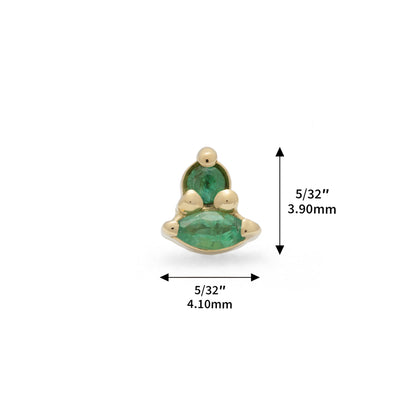 14K Gold Marquise Multi-Shape Emerald Threadless End