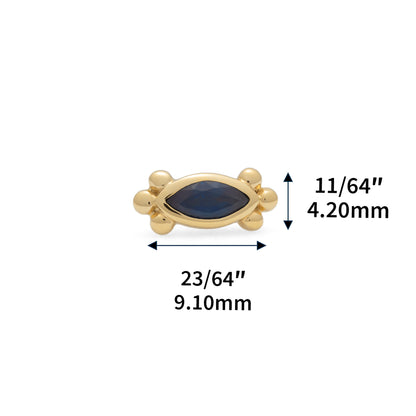 14K Gold Marquise Sapphire Beaded Threadless End