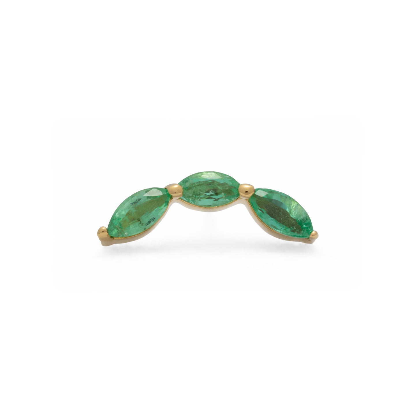 14K Gold Trio Marquise Emerald Curved Threadless End