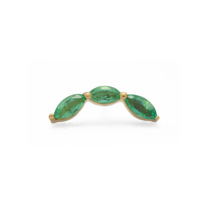 14K Gold Trio Marquise Emerald Curved Threadless End
