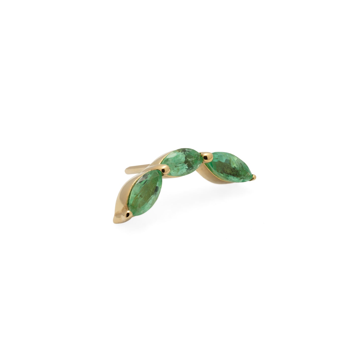 14K Gold Trio Marquise Emerald Curved Threadless End