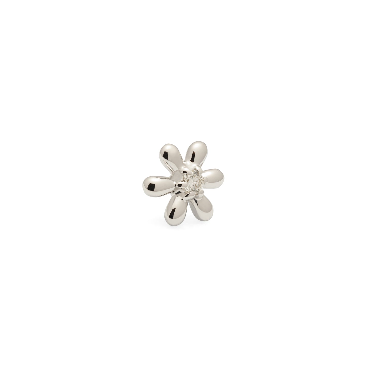 14K Gold Diamond Flower Threadless End