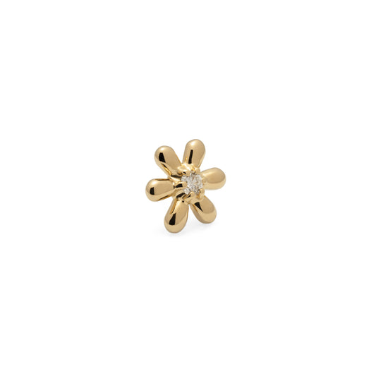 14K Gold Diamond Flower Threadless End