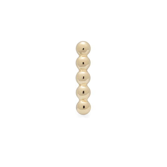 14k Gold Beaded Bar 8mm - Threaded 16g