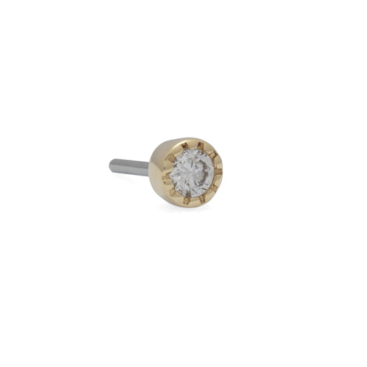 Beaded LabDiamond – 14k Yellow Gold