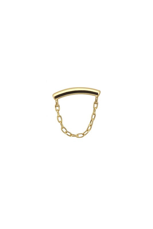 Bar with Curved Chain – 14k Yellow Gold