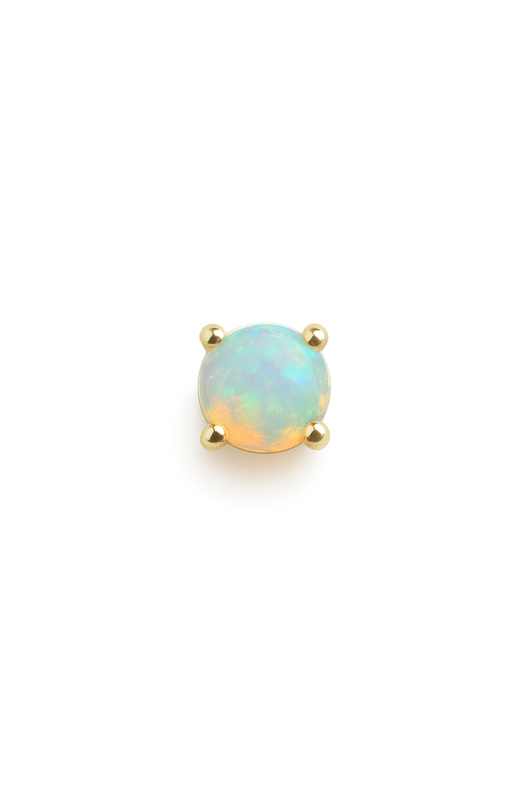 Solitaire White Opal – 14k Yellow Gold