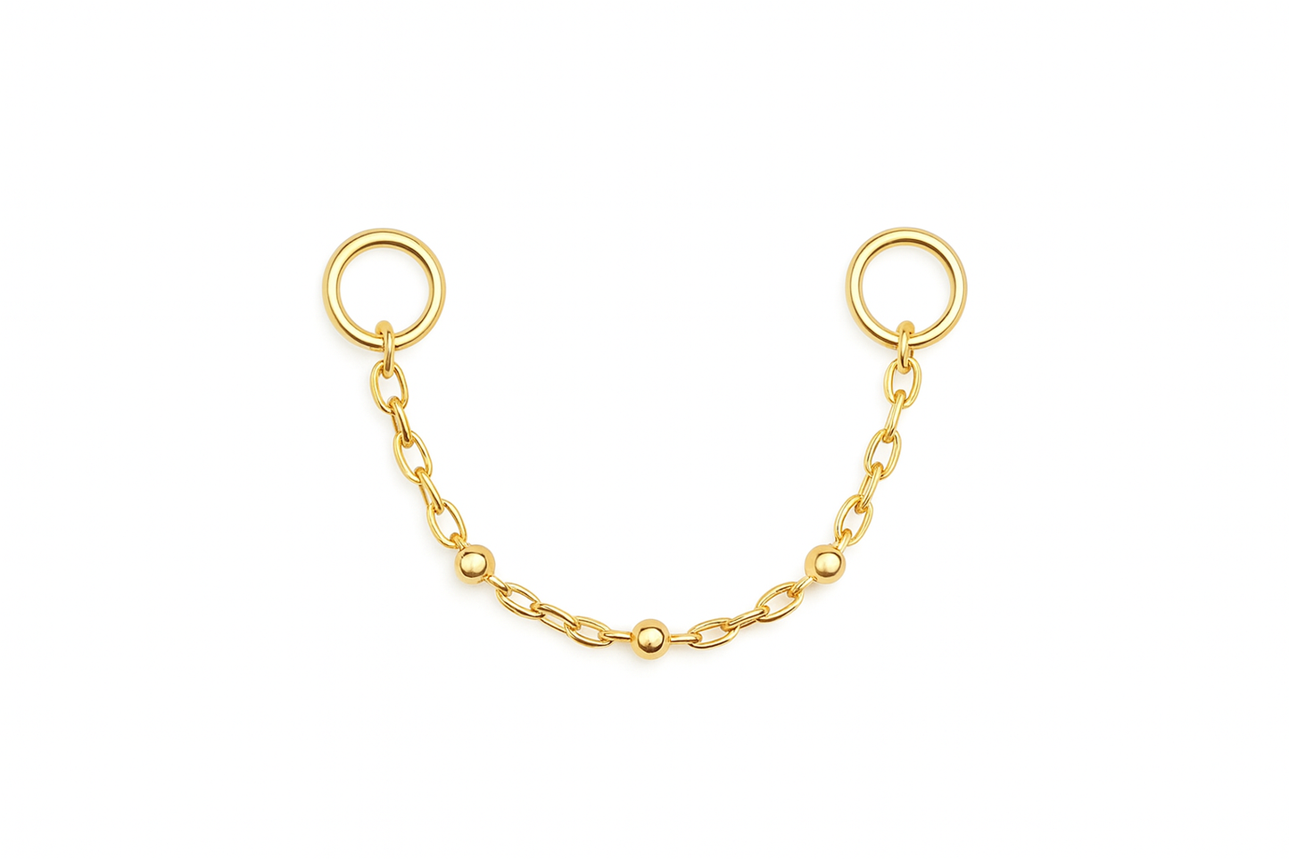 Three Beaded Chain – 14k Yellow Gold