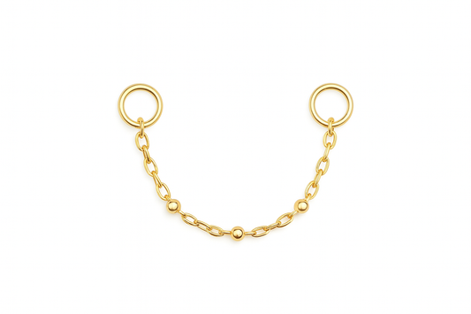 Three Beaded Chain – 14k Yellow Gold