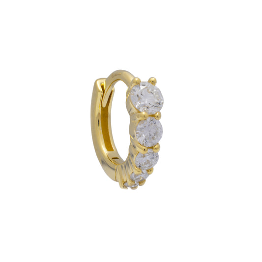 14K Gold Huggie Clicker Graduated Diamond - 6mm
