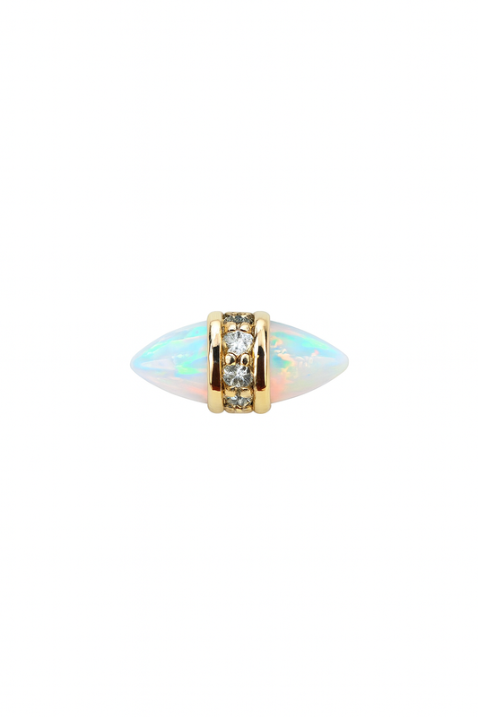 Double Opal Pyramid with Diamond – 14k Yellow Gold