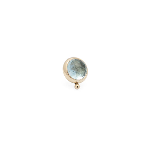 14K Gold Bezel Blue Topaz Rose Cut Beaded - 5mm