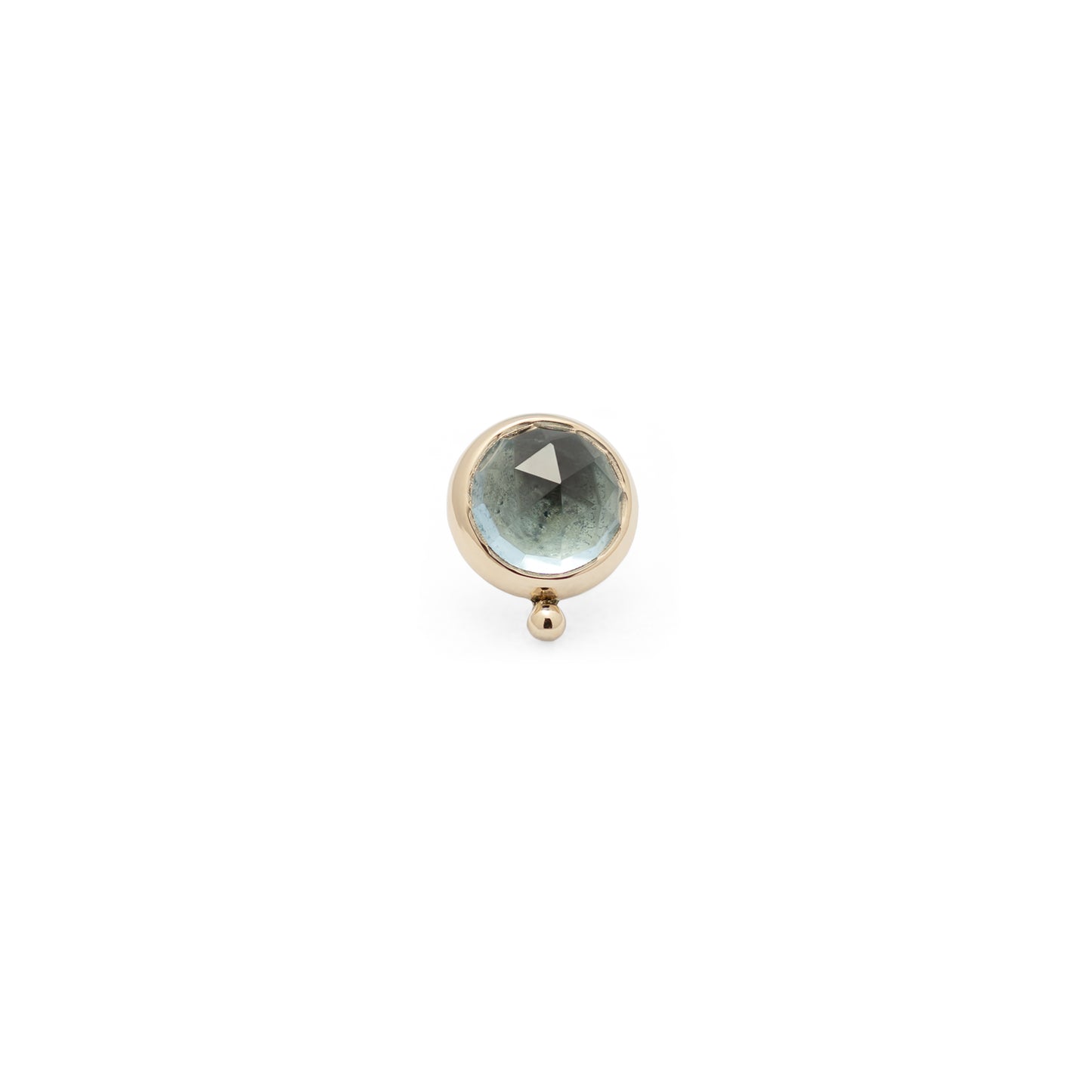 14K Gold Bezel Blue Topaz Rose Cut Beaded - 5mm