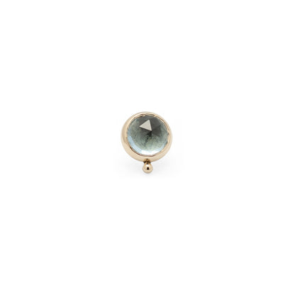 14K Gold Bezel Blue Topaz Rose Cut Beaded - 5mm