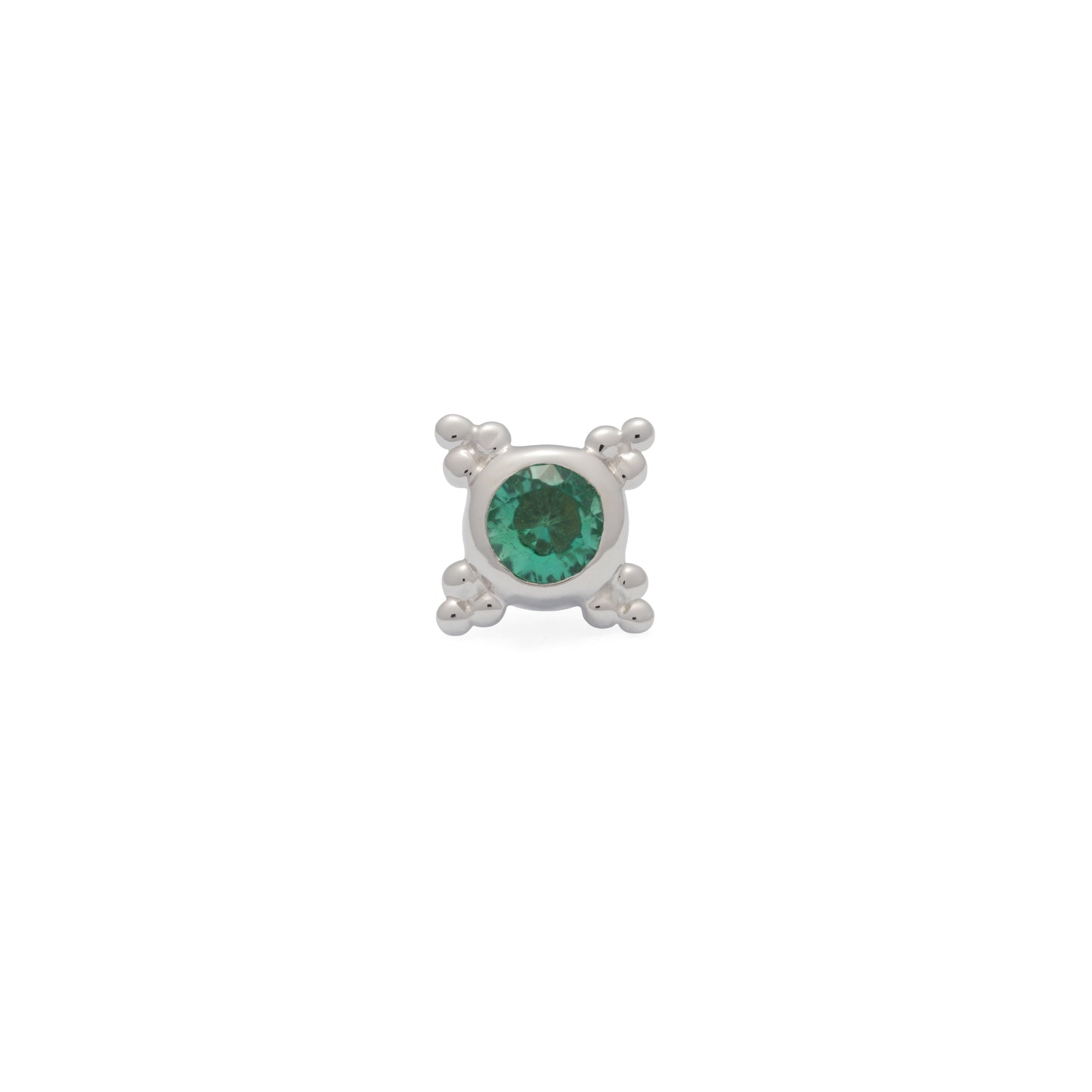 Tiny 14K Gold Emerald Beaded Threadless End