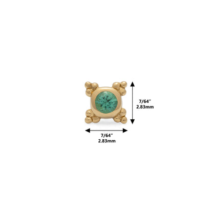 Tiny 14K Gold Emerald Beaded Threadless End